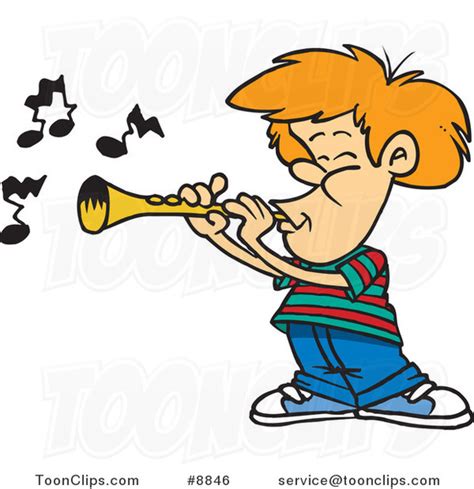 Cartoon Boy Playing A Clarinet 8846 By Ron Leishman