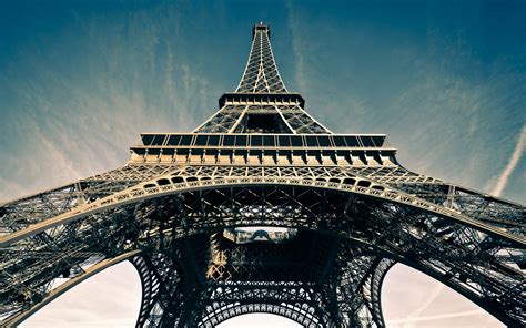 Eiffel Tower Clouds Paris Sky Architecture Low Angle France