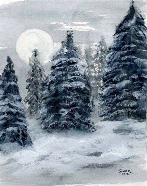 Items Similar To Watercolor Print Fine Art Print Winter Landscape Scene