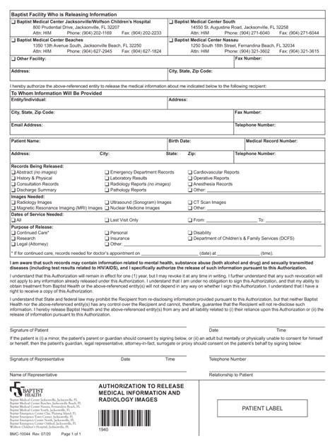 Baptist Hospital Discharge Papers Fill Out And Sign Online Dochub