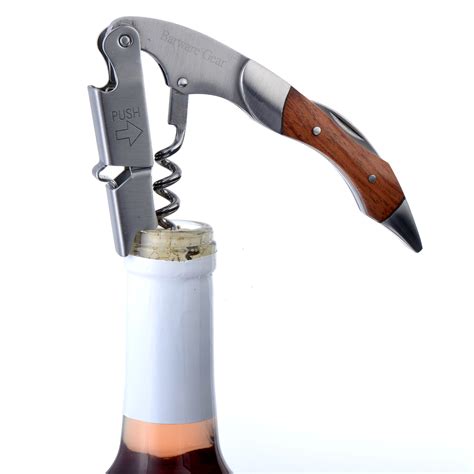 All In One Wine Bottle Opener 2 Rosewood And Stainless Steel Barware Gear