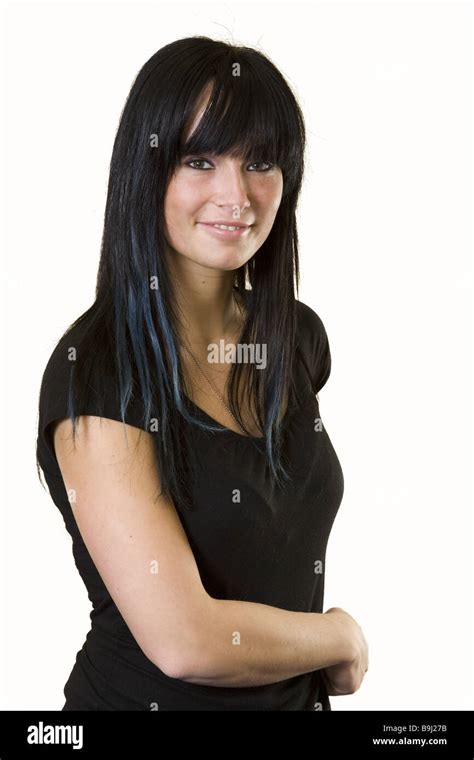 Woman Young Black Haired Semi Portrait People Woman Portrait Smiling Smiling Friendly Long