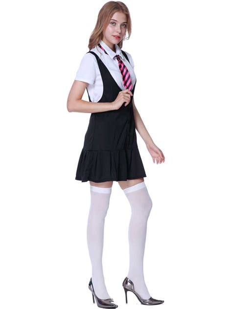 ladies sexy school girl fancy dress costume stockings st trinians uniform adult ebay