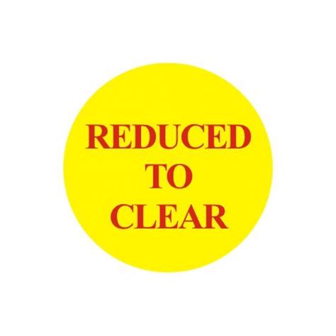 Reduced To Clear Price Stickers Yellow Labels