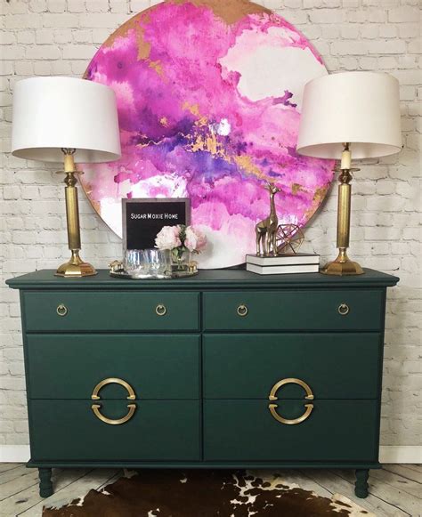 Dark Green Hand Painted Reclaimed Dresser Sustainable Furniture