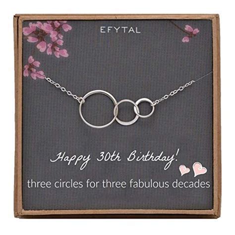The 30th birthday can be a tough one to come to terms with. EFYTAL 30th Birthday Gifts Women Sterling Silver Three Circle Necklace Her 3 Decade Jewelry 30 ...