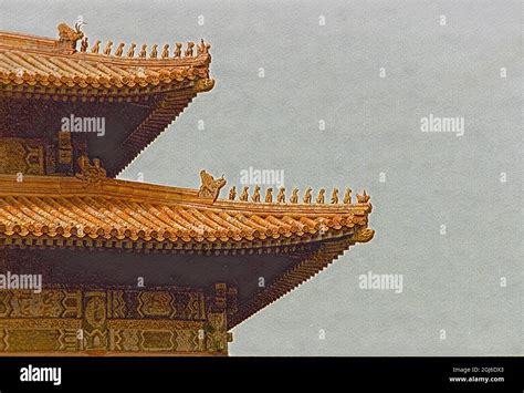 Chinese Roof Statues In The Forbidden City Palace Museum Beijing China