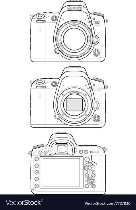 Three Digital Cameras Line Drawing With Each One S Own Lens And The