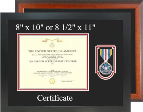 Defense Superior Service Certificate Frame Horizontal