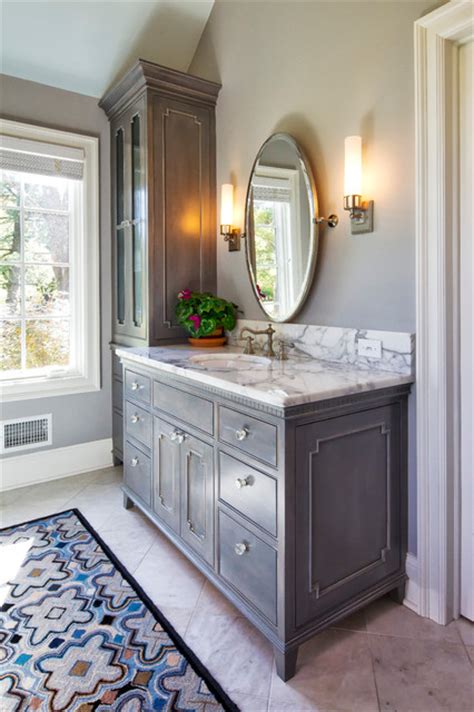 For a single bathroom vanity cabinet, consider bookending the for a double bathroom vanity cabinet, add an extended storage space in between the two sinks. Charming Cape Cod Renovation - Traditional - Bathroom ...