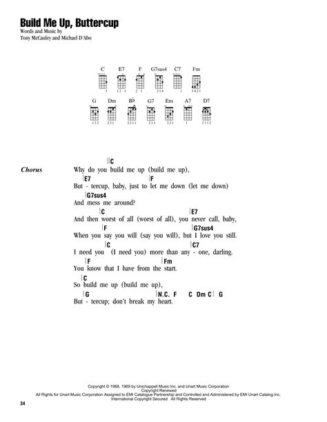 Build Me Up Buttercup Sheet Music The Foundations Ukulele Chords