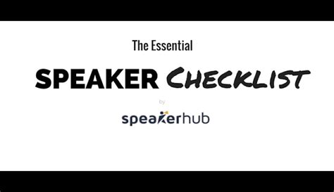 The Essential Speaker Checklist Speakerhub