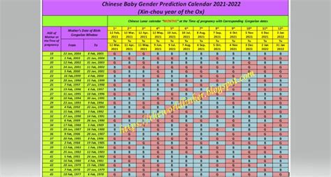 Chinese Calendar Baby Gender 2021 To 2024 2024 Calendar Printable