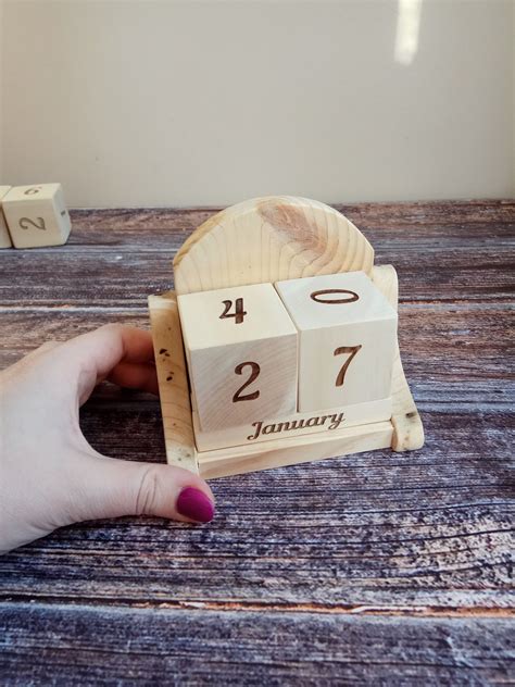 Custom Perpetual Calendar Wood Calendar Desk Office Etsy