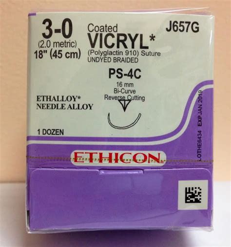 Ethicon J657g Coated Vicryl Suture Precision Point Reverse Cutting