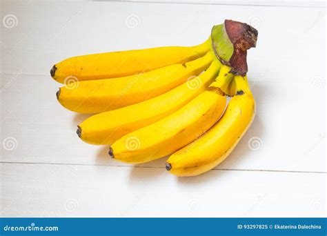 Five Bananas At Wooden Background Stock Image Image Of Wood Small