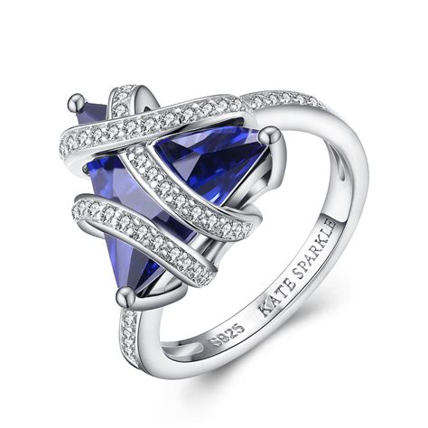 Tricia Trillion Cut Blue Sapphire Ring In Sterling Silver Shopify