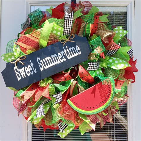 Sweet Summertime Watermelon Wreath Summer Deco All Season Wreath Deco Mesh Wreaths How To