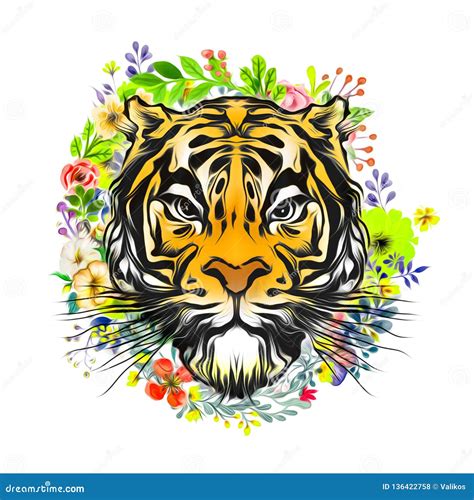 Tiger Wild Face Tattoo Stock Illustration Illustration Of Paper