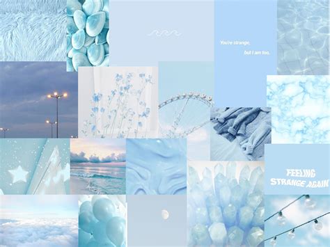 Light Blue Collage Aesthetic Desktop Wallpaper Wallpaper Pc Laptop My
