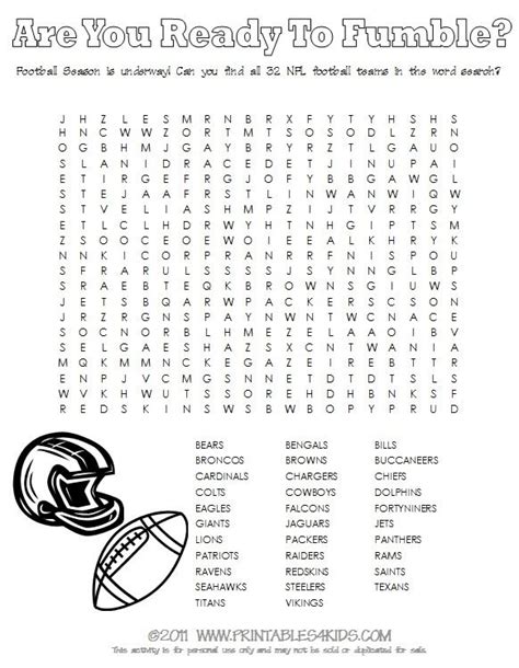 34 End To End Football Word Search Puzzles For You Kitty