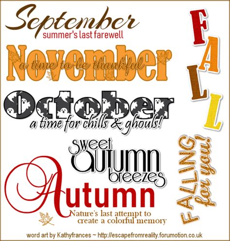 Escape From Reality Blog Ftu Autumn Word Art By Kathyfrances