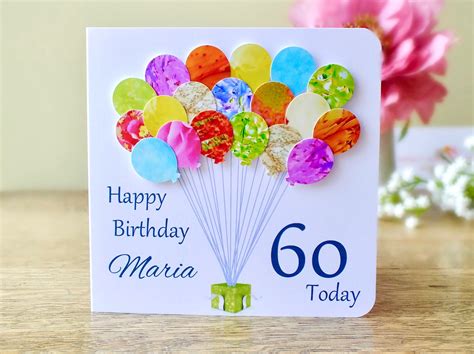 60th Birthday Card Personalised Age 60 Birthday Balloons