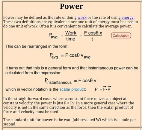 Define Power And Establish The Relation Between Power Force And