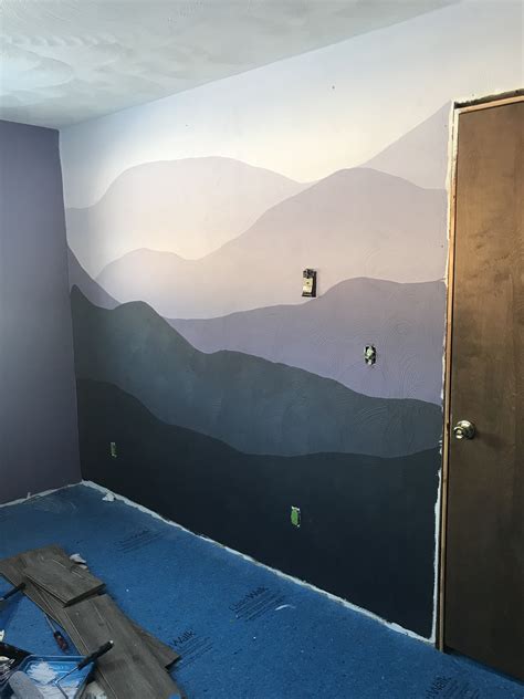 Easy to follow tutorial with step by step photos. Mountain Mural nursery | Mountain mural, Big kid bedroom ...