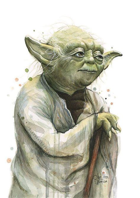 A Drawing Of Yoda From Star Wars Holding A Cane And Looking At The Camera
