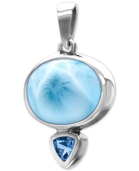Marahlago Larimar And Blue Spinel 21 Pendant Necklace In Sterling Silver