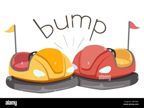 Illustration Of Two Bumper Cars Bumping To Each Other With The Sound