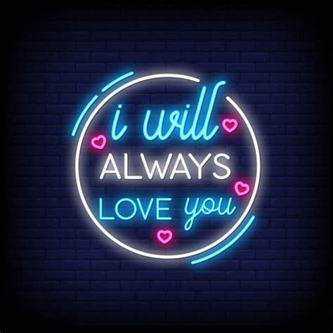 Premium Vector I Will Always Love You For Poster In Neon Style