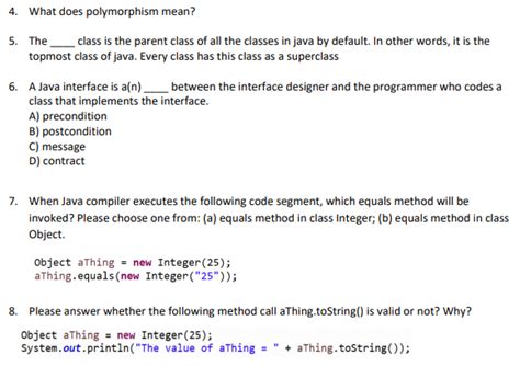Solved 5 The 4 What Does Polymorphism Mean Class Is The