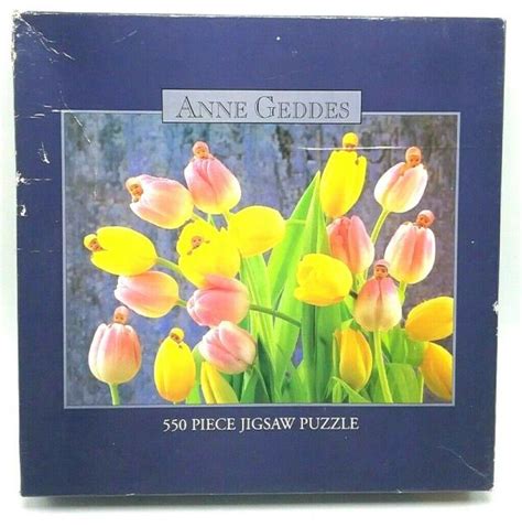 2000 Ceaco Anne Geddes Babies In Yellow Pink Tulips 550 Pc Jigsaw
