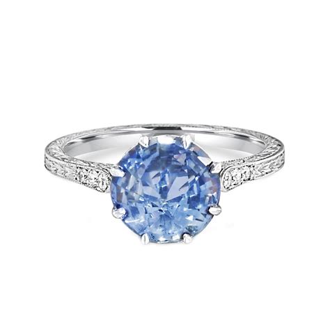 Light Blue Sapphire Vintage Style Ring Cornflower Blue Sapphire Ring