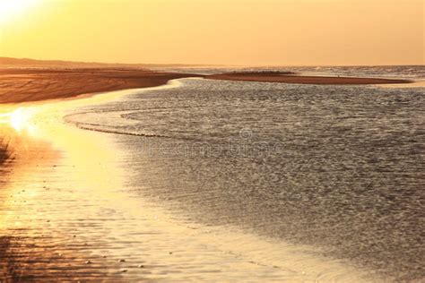Sunset At Ameland Beach The Netherlands Stock Photo Image Of