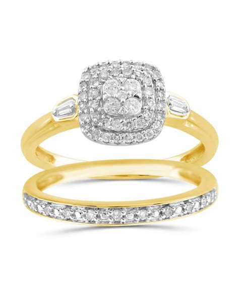 Perfect Fit 9ct Yellow Gold 033ct Total Diamond Bridal Set Wedding