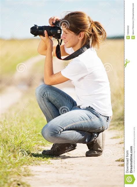 Girl Taking Photo With Camera Stock Photo Image Of