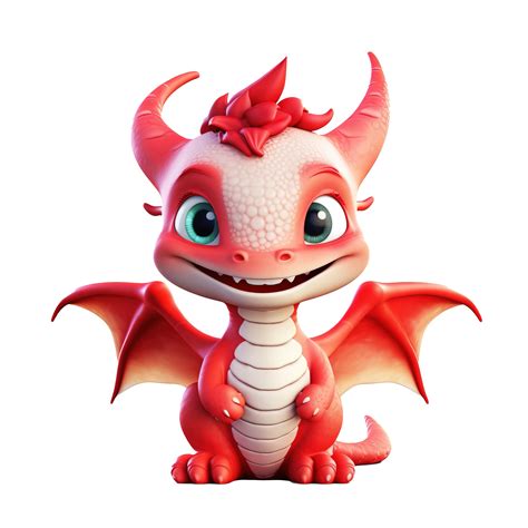 Happy Cute Baby Red Dragon Cartoon Cute Baby Dragon Ai Generated Image