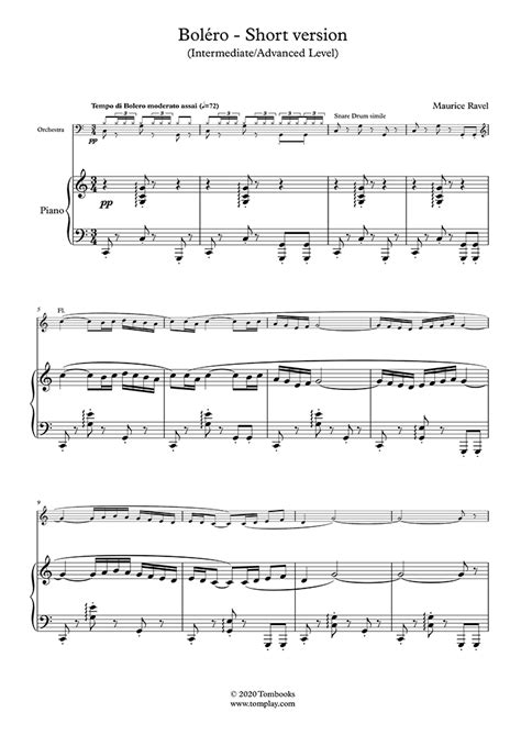 钢琴 Sheet Music 博莱罗 短版 中级 高级 与管弦乐团 莫里斯拉威尔