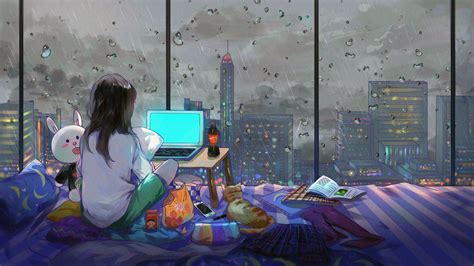 Anime Girl Room City Cat Hd Anime 4k Wallpapers Images Backgrounds Photos And Pictures