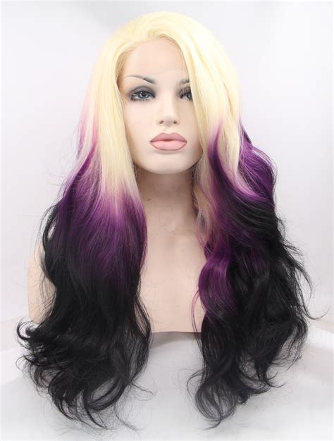 Lace Front Colorful Wigs Synthetic Ombre2 Tone 26 Curly Lace Front