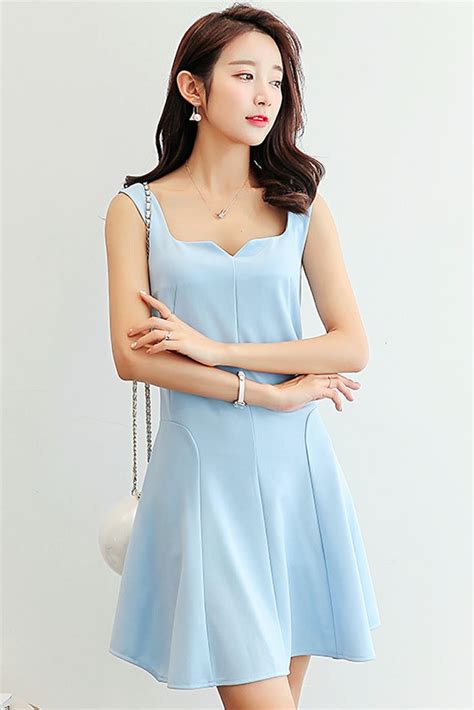 Light Blue Dress South Korea Airport Fashion Kpop Drama Korean Women