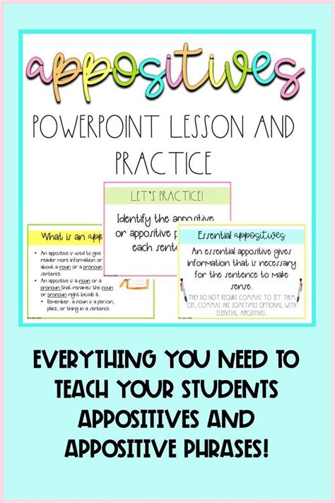Appositives And Appositive Phrases Powerpoint With Notes 6th 12th