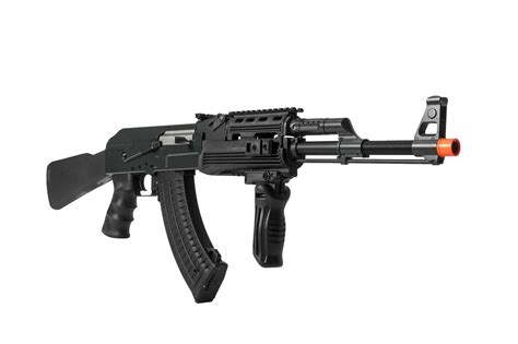 Lancer Tactical Ak47 Ris Aeg Airsoft Rifle W Foldable Foregrip Black