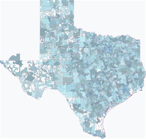 Texas State Simple Zip Codes Map Your Vector