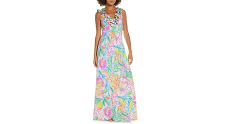 Lilly Pulitzer Lilly Pulitzer Leena Ruffle Maxi Dress In Blue Lyst