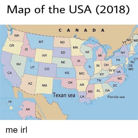 Map Of The Usa 2018 C A N A D A Wa Nh Me Vt Mt Nd Or Mn Id Sd Wi Wy Mi