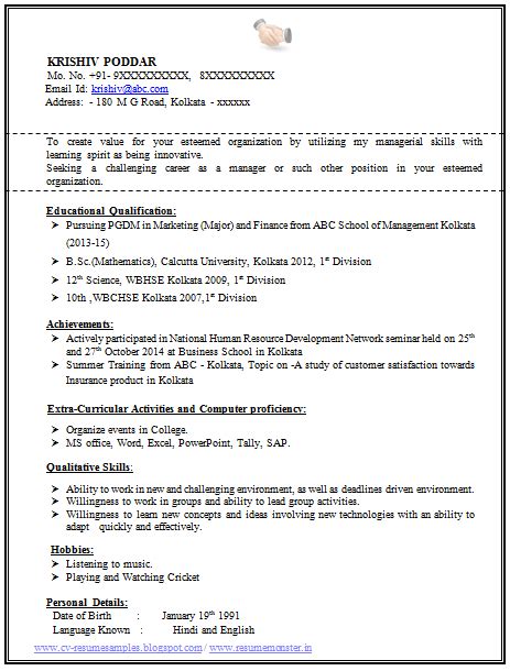 Download and edit your new resume design in the cloud and share it with others in one click! Fresher Resume Format For Bcom Students With No Experience ...